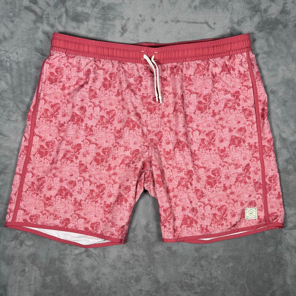 TravisMathew Sea of Flames Hybrid Swim Trunks Red Floral Men’s XXL